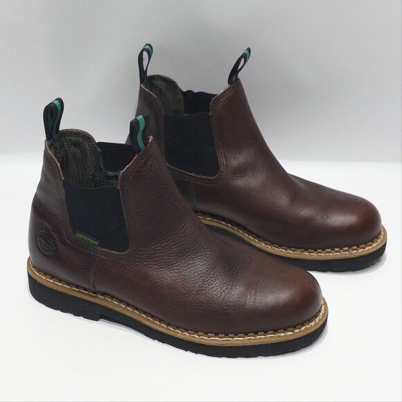 Georgia Boot Romeo Brown Leather Waterproof Chelsea Work Boot Men Size 9.5W Wide main image 4